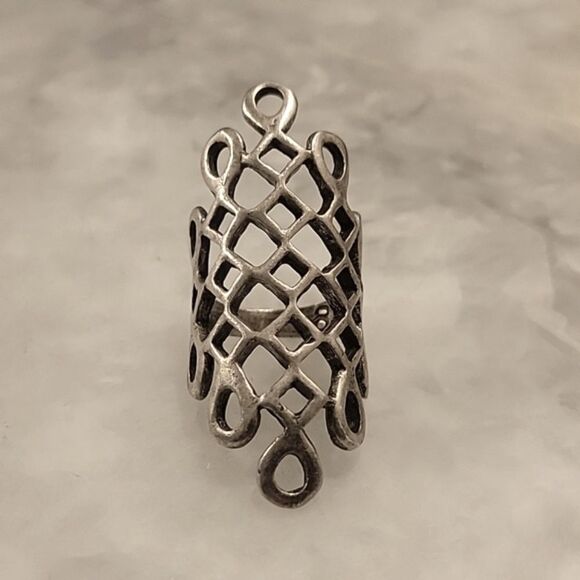 Avant Garde Paris Silver Damier Ring Goth Grunge Punk Cage Witchy Industrial 8 - Picture 3 of 6